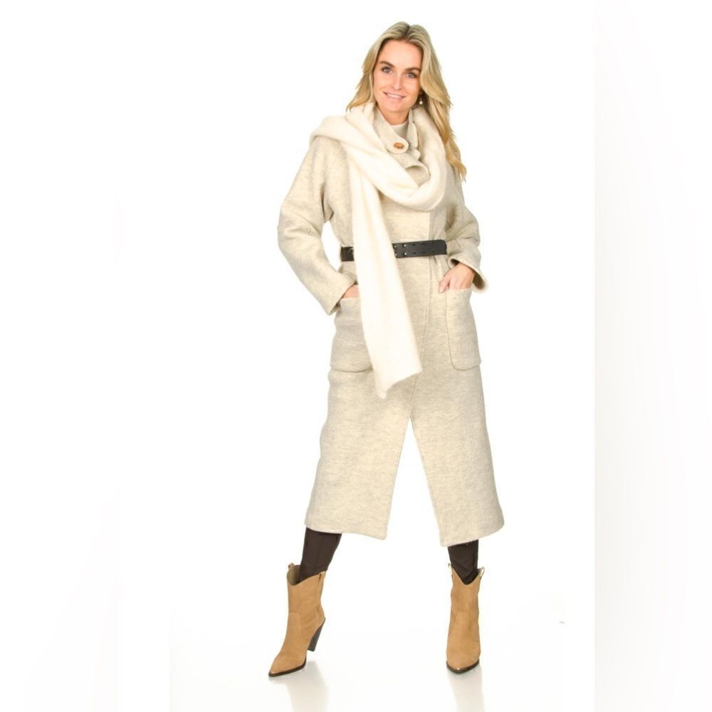 NWT Ba&Sh Come Wool White Tranch Coat Black Leather Belt Size XS - Picture 8 of 16